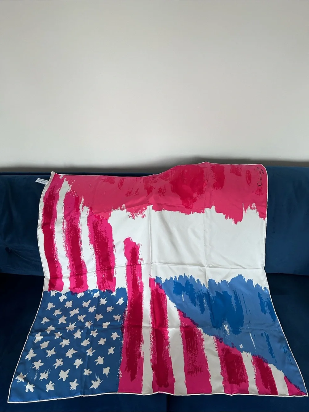 Rare Christian Dior American & French Flag Scarf